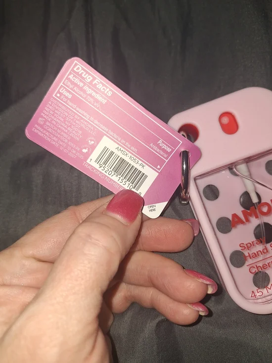 AMORA Pink Cherry Spray Hand Sanitizer Key Holder - Picture 4 of 4